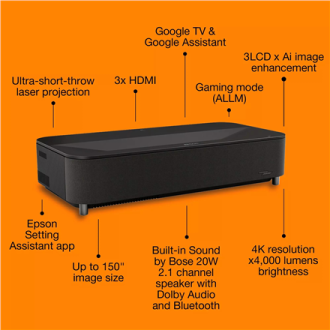Epson EH-LS970B | 4000 ANSI lumens | 4K UHD (3840 x 2160) | Black | Wi-Fi