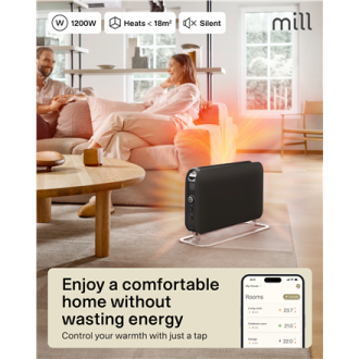 Mill CO1200WIFI3BLACK GEN3 Convection Heater, 1200W, Steel fronts, LED display, Black | Mill | Heater | CO1200WIFI3BLACK GEN3 | Mill CO1200WIFI3BLACK GEN3 Convection Heater, 1200W, Steel fronts, LED display, Black | Mill | Heater | CO1200WIFI3BLACK GEN3 |