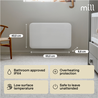 Mill IB700DN | Panel Heater | 700 W | Suitable for rooms up to 9-12 m | White | Invisible Heater | IPX4 Mill IB700DN | Panel Heater | 700 W | Suitable for rooms up to 9-12 m | White | Invisible Heater | IPX4