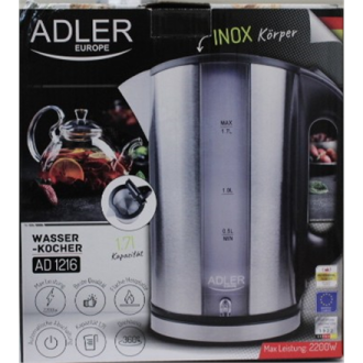 SALE OUT. Adler AD 1216 Cordless Water Kettle, 1.7L, 2000W, Filter, Boil-dry protection, Rotary base 360 degree, Illumination, I SALE OUT. Adler AD 1216 Cordless Water Kettle, 1.7L, 2000W, Filter, Boil-dry protection, Rotary base 360 degree, Illumination, I