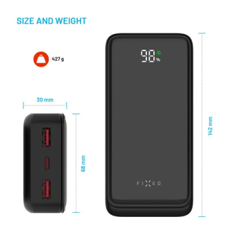 Fixed Power Bank Zen2 20 with LCD Display and PD 20W Output | 20000 mAh | Black Fixed Power Bank Zen2 20 with LCD Display and PD 20W Output | 20000 mAh | Black