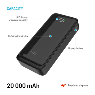 Fixed Power Bank Zen2 20 with LCD Display and PD 20W Output | 20000 mAh | Black Fixed Power Bank Zen2 20 with LCD Display and PD 20W Output | 20000 mAh | Black