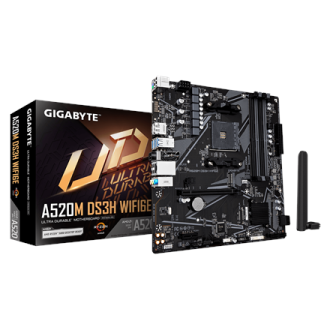 Gigabyte A520M DS3H WIFI6E | Processor family AMD | Processor socket AM4 | DDR4 | Supported hard disk drive interfaces SATA, M.2 Gigabyte A520M DS3H WIFI6E | Processor family AMD | Processor socket AM4 | DDR4 | Supported hard disk drive interfaces SATA, M.2