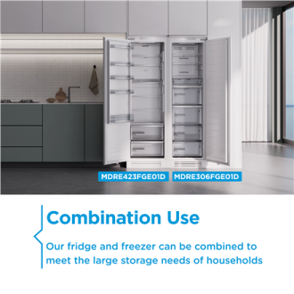 Midea MDRE271FGE01 Refrigerator, E, Built-in, Combi, Height 178.5 cm, Fridge net 192L, Freezer 79L, White | Midea Midea MDRE271FGE01 Refrigerator, E, Built-in, Combi, Height 178.5 cm, Fridge net 192L, Freezer 79L, White | Midea