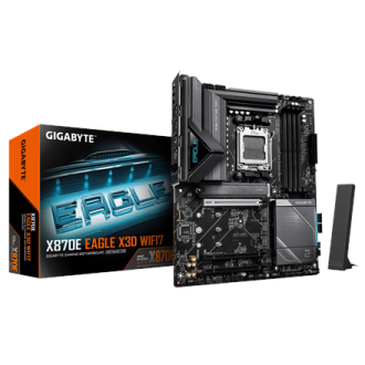 Gigabyte X870E EAGLE X3D WIFI7 | Processor family AMD | Processor socket AM5 | DDR5 | Supported hard disk drive interfaces M.2, Gigabyte X870E EAGLE X3D WIFI7 | Processor family AMD | Processor socket AM5 | DDR5 | Supported hard disk drive interfaces M.2,