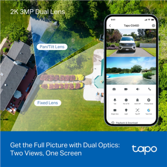 TP-LINK | Dual Lens Security Wi-Fi Camera | Tapo C545D | Dome | 3 MP | 6mm | IP66 | H.264 | MicroSD, up to 512 GB TP-LINK | Dual Lens Security Wi-Fi Camera | Tapo C545D | Dome | 3 MP | 6mm | IP66 | H.264 | MicroSD, up to 512 GB