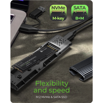 Raidsonic | M.2 NVMe and SATA SSD Enclosure via USB Type-C | IB-1808MCT-CU31 Raidsonic | M.2 NVMe and SATA SSD Enclosure via USB Type-C | IB-1808MCT-CU31