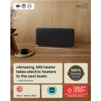 Mill Invisible Smart WiFi Panel heater G4 | PA1500WIFI4A | Panel Heater | 1500 W | Suitable for rooms up to 18-22 m | Black | IP Mill Invisible Smart WiFi Panel heater G4 | PA1500WIFI4A | Panel Heater | 1500 W | Suitable for rooms up to 18-22 m | Black | IP