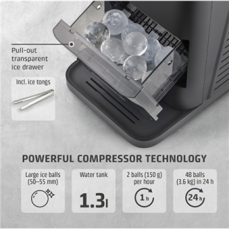 Caso Ice Ball Maker | IceBall Pro | Power 130 W | Capacity 1.3 L | Matt Black Caso Ice Ball Maker | IceBall Pro | Power 130 W | Capacity 1.3 L | Matt Black
