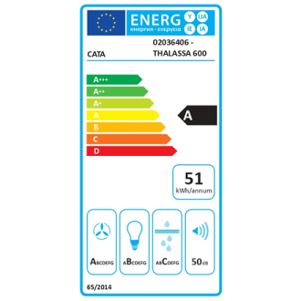 CATA Hood | THALASSA 600 GBK | Wall mounted | Energy efficiency class A | Width 60 cm | 811 m /h | Electronic | LED | Black Glas CATA Hood | THALASSA 600 GBK | Wall mounted | Energy efficiency class A | Width 60 cm | 811 m /h | Electronic | LED | Black Glas