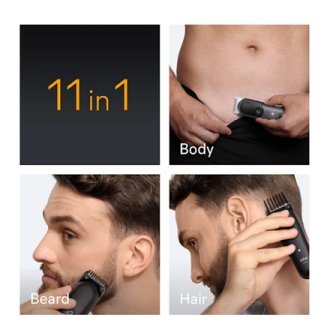 Braun 11-in-1 Grooming Kit | All-in-One Kit Series 5 AIO5560 | Cordless | Number of length steps 14 | Grey/Black Braun 11-in-1 Grooming Kit | All-in-One Kit Series 5 AIO5560 | Cordless | Number of length steps 14 | Grey/Black