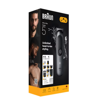 Braun 11-in-1 Grooming Kit | All-in-One Kit Series 5 AIO5560 | Cordless | Number of length steps 14 | Grey/Black Braun 11-in-1 Grooming Kit | All-in-One Kit Series 5 AIO5560 | Cordless | Number of length steps 14 | Grey/Black