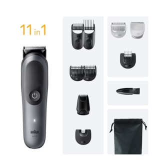 Braun 11-in-1 Grooming Kit | All-in-One Kit Series 5 AIO5560 | Cordless | Number of length steps 14 | Grey/Black Braun 11-in-1 Grooming Kit | All-in-One Kit Series 5 AIO5560 | Cordless | Number of length steps 14 | Grey/Black