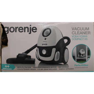 SALE OUT. | Gorenje | Vacuum cleaner | VCEA11CXWII | Bagged | 750 W | Operating radius 15 m | White | Warranty 24 month(s) | DAM SALE OUT. | Gorenje | Vacuum cleaner | VCEA11CXWII | Bagged | 750 W | Operating radius 15 m | White | Warranty 24 month(s) | DAM