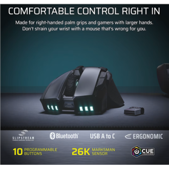 Corsair IRONCLAW SE | Gaming Mouse | Wireless/Wired | 2.4GHz, Bluetooth, USB-C | Black Corsair IRONCLAW SE | Gaming Mouse | Wireless/Wired | 2.4GHz, Bluetooth, USB-C | Black