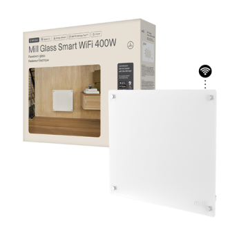 Mill Glass Smart WiFi Panel Heater Gen. 4 | GL400WIFI4 | Panel Heater | 400 W | Suitable for rooms up to 4-6 m | White | IPX4