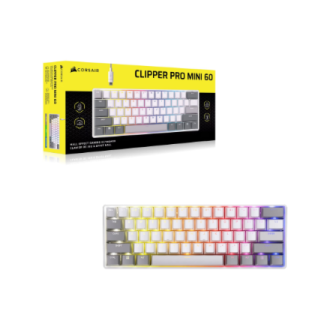 CORSAIR CLIPPER PRO MINI 60 Hall Effect Gaming Keyboard, Backlit RGB LED, CORSAIR MGX Core, White , PBT DS Keycaps CORSAIR CLIPPER PRO MINI 60 Hall Effect Gaming Keyboard, Backlit RGB LED, CORSAIR MGX Core, White , PBT DS Keycaps