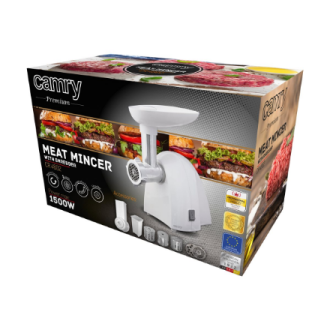 Camry | CR 4802 | White | 600-1500 W | Number of speeds 1 | Middle size sieve, mince sieve, poppy sieve, plunger, sausage filler Camry | CR 4802 | White | 600-1500 W | Number of speeds 1 | Middle size sieve, mince sieve, poppy sieve, plunger, sausage filler