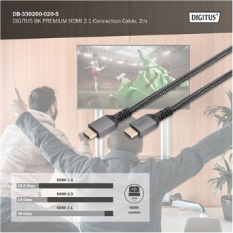 Digitus 8K HDMI Ultra High Speed Connection Cable | DB-330200-020-S | 2 m Digitus 8K HDMI Ultra High Speed Connection Cable | DB-330200-020-S | 2 m