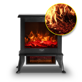 Adler Electric Fireplace | AD 7754 | Ceramic | 1800 W | Number of power levels 2 | Black Adler Electric Fireplace | AD 7754 | Ceramic | 1800 W | Number of power levels 2 | Black