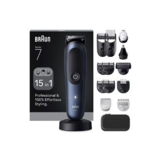 Braun Hair Trimmer | All-in-One Series 7 AIO7580 | Cordless | Wet & Dry | Number of length steps 14 | Blue/Black Braun Hair Trimmer | All-in-One Series 7 AIO7580 | Cordless | Wet & Dry | Number of length steps 14 | Blue/Black