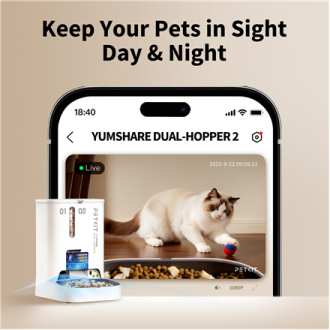 PETKIT YumShare Dual-hopper 2 Automatic Feeder with Camera | Capacity 5 L | Material ABS, 304 stainless steel | White PETKIT YumShare Dual-hopper 2 Automatic Feeder with Camera | Capacity 5 L | Material ABS, 304 stainless steel | White