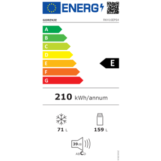 Gorenje | Refrigerator | RK416EPS4 | Energy efficiency class E | Free standing | Combi | Height 161.3 cm | Fridge net capacity 1 Gorenje | Refrigerator | RK416EPS4 | Energy efficiency class E | Free standing | Combi | Height 161.3 cm | Fridge net capacity 1