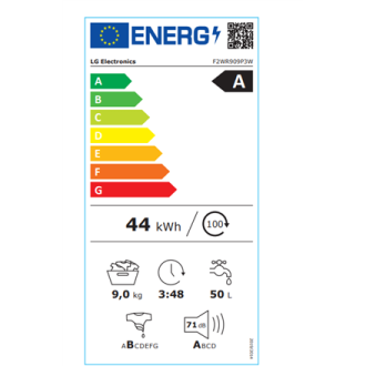 LG | Washing Machine | F2WR909P3W | Energy efficiency class A | Front loading | Washing capacity 9 kg | 1200 RPM | Depth 47.5 cm LG | Washing Machine | F2WR909P3W | Energy efficiency class A | Front loading | Washing capacity 9 kg | 1200 RPM | Depth 47.5 cm