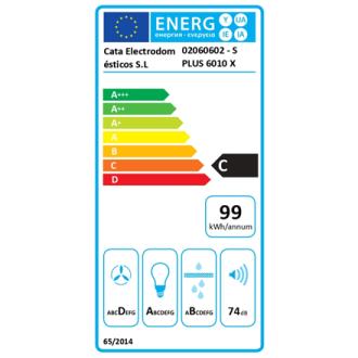CATA Hood | S PLUS 6010 X | Wall mounted | Energy efficiency class C | Width 60 cm | 637 m /h | Mechanical | LED | Inox CATA Hood | S PLUS 6010 X | Wall mounted | Energy efficiency class C | Width 60 cm | 637 m /h | Mechanical | LED | Inox