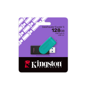 Kingston USB Flash Drive | DataTraveler Exodia S | 128 GB | USB Type-A | Black/Turquoise