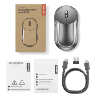Lenovo Multi-Mode Mouse 8000 | Wireless | 2.4G, Bluetooth 5.3 | Thunder Grey Lenovo Multi-Mode Mouse 8000 | Wireless | 2.4G, Bluetooth 5.3 | Thunder Grey