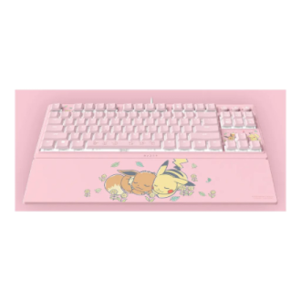 Razer Ornata V3 Tenkeyless | Gaming keyboard | Wired | US | Razer Mecha-Membrane Switches | Wrist Rest | Pikachu Eevee Edition