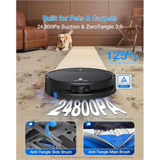 Ecovacs Robotic Vacuum Cleaner | DEEBOT T80S OMNI BLACK | Wet&Dry | 6400 mAh | 24800 Pa | Black