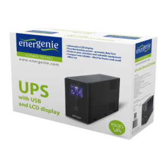 EnerGenie UPS with USB and LCD display, Black | EG-UPS-034 | 1500 VA | 900 W EnerGenie UPS with USB and LCD display, Black | EG-UPS-034 | 1500 VA | 900 W