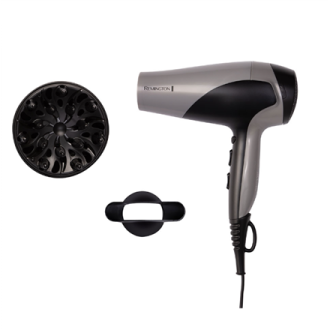 Remington Hair Dryer | D3190S | 2200 W | Number of temperature settings 3 | Ionic function | Diffuser nozzle | Grey/Black Remington Hair Dryer | D3190S | 2200 W | Number of temperature settings 3 | Ionic function | Diffuser nozzle | Grey/Black