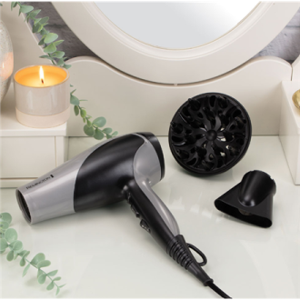 Remington Hair Dryer | D3190S | 2200 W | Number of temperature settings 3 | Ionic function | Diffuser nozzle | Grey/Black Remington Hair Dryer | D3190S | 2200 W | Number of temperature settings 3 | Ionic function | Diffuser nozzle | Grey/Black