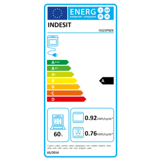 INDESIT Cooker | I5G5PMX | Hob type Gas | Oven type Electric | Stainless Steel | Width 50 cm | Depth 60 cm | Grilling | Energy e